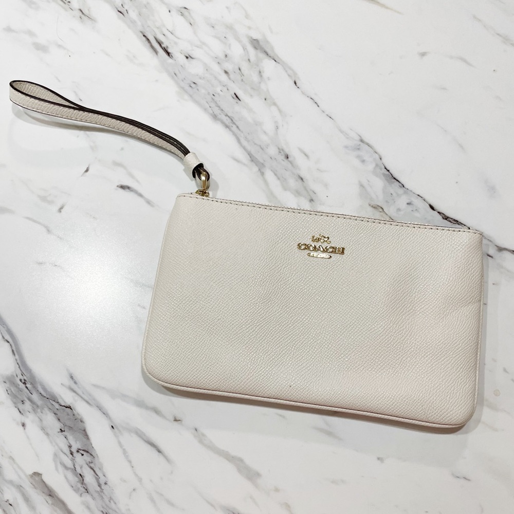 White Leather Coach Wristlet